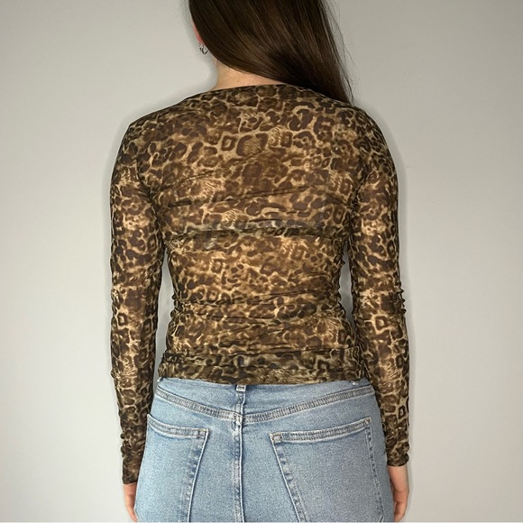 Sheer Leopard Print Longsleeve Top (size medium) - Picture 3 of 8